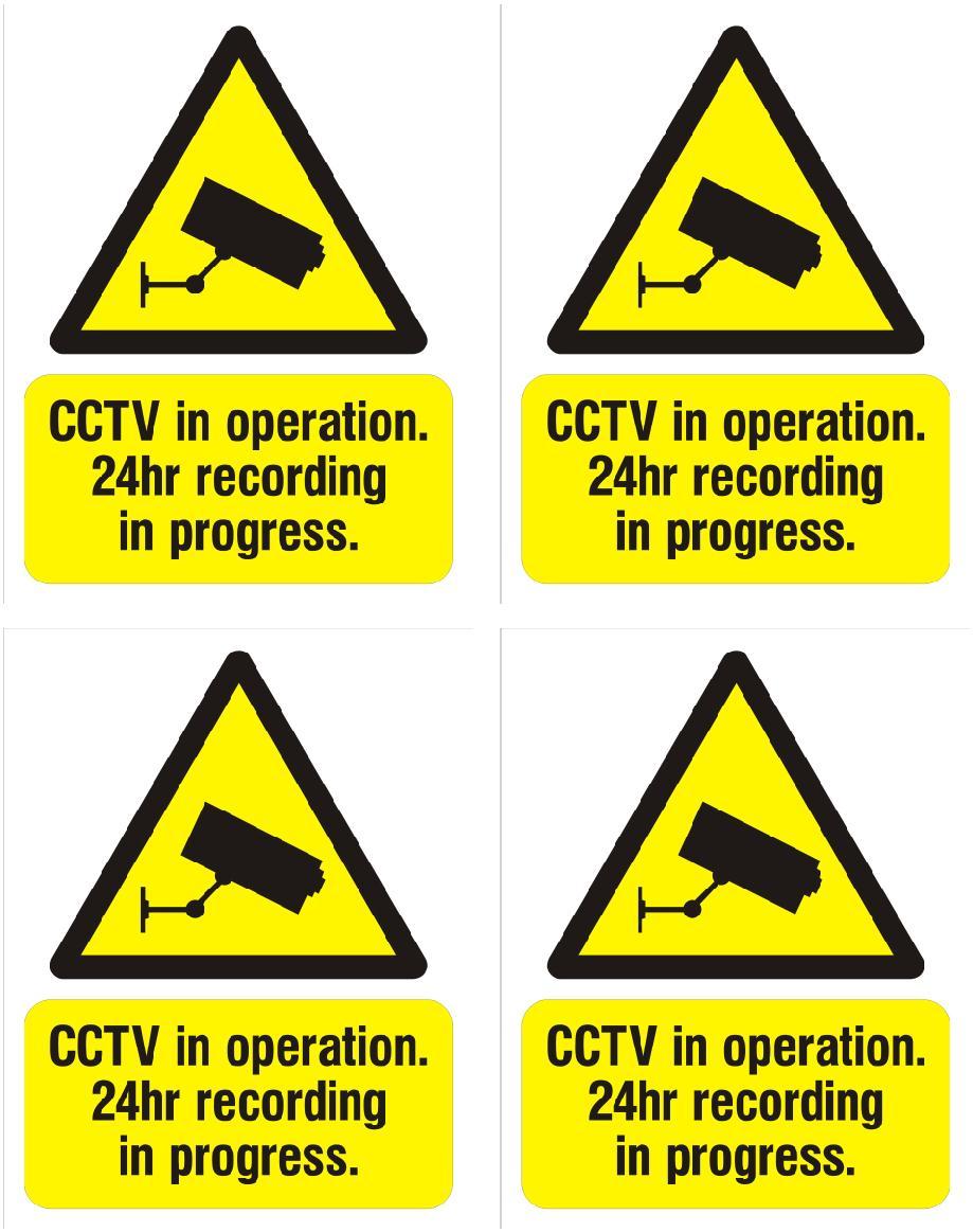 CCTV Camera warning sticker sign X 4 10cmx8cm self adhesive video recording gallery