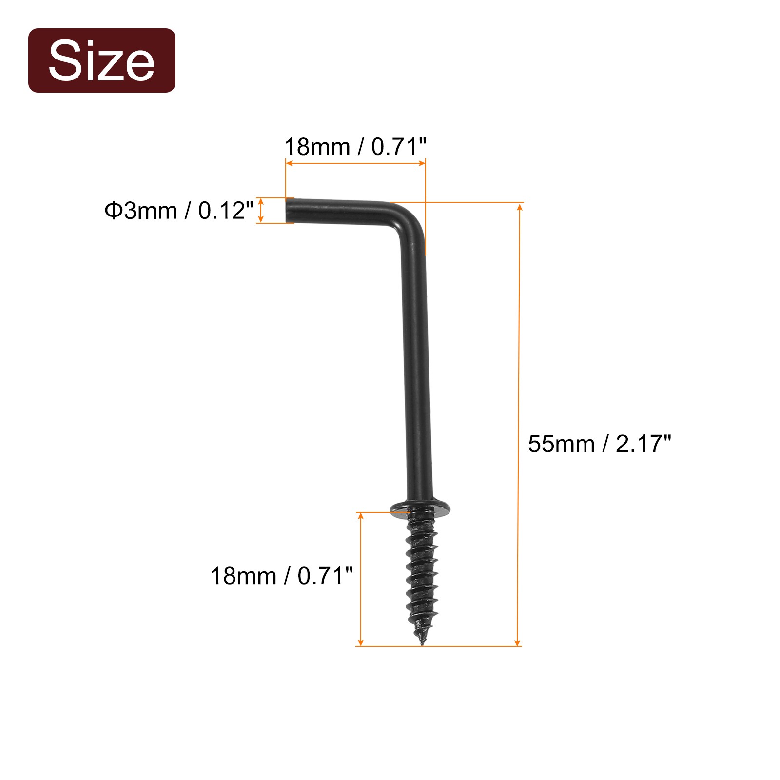 50Pcs L Shape Hooks 1-1/2 Inch Right Angle Screw Hooks for Hanging Black gallery