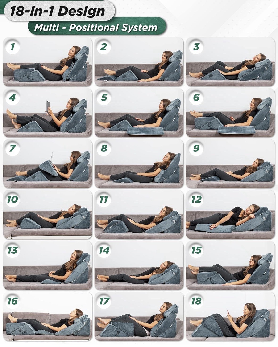 LX13 6-Piece Post-Surgery Recovery System, Orthopedic Bed Wedge Pillow Set fo... gallery
