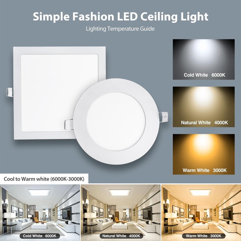 LED Recessed Ceiling Panel Down Light 24W 18W 15W 12W 9W 6W 3W Downlight Lamp US gallery