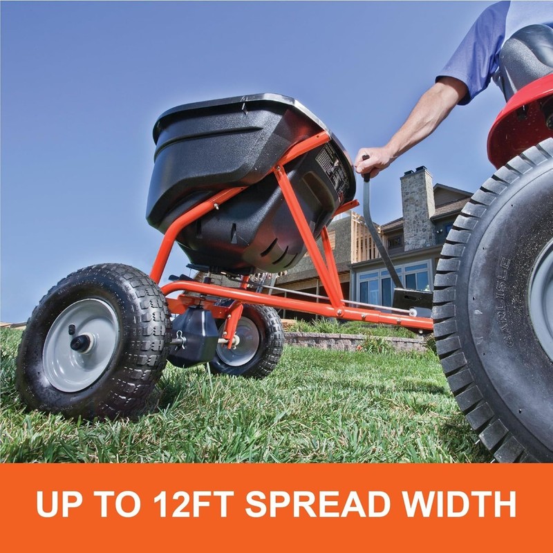 45-0463 Pull Behind Broadcast Spreader,130 lb. Hopper Capacity Designed for Seed gallery