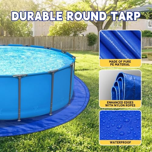Pool Liners,Swimming Pool Ground Cloth,Multipurpose Round Tarp for 18FT Blue gallery
