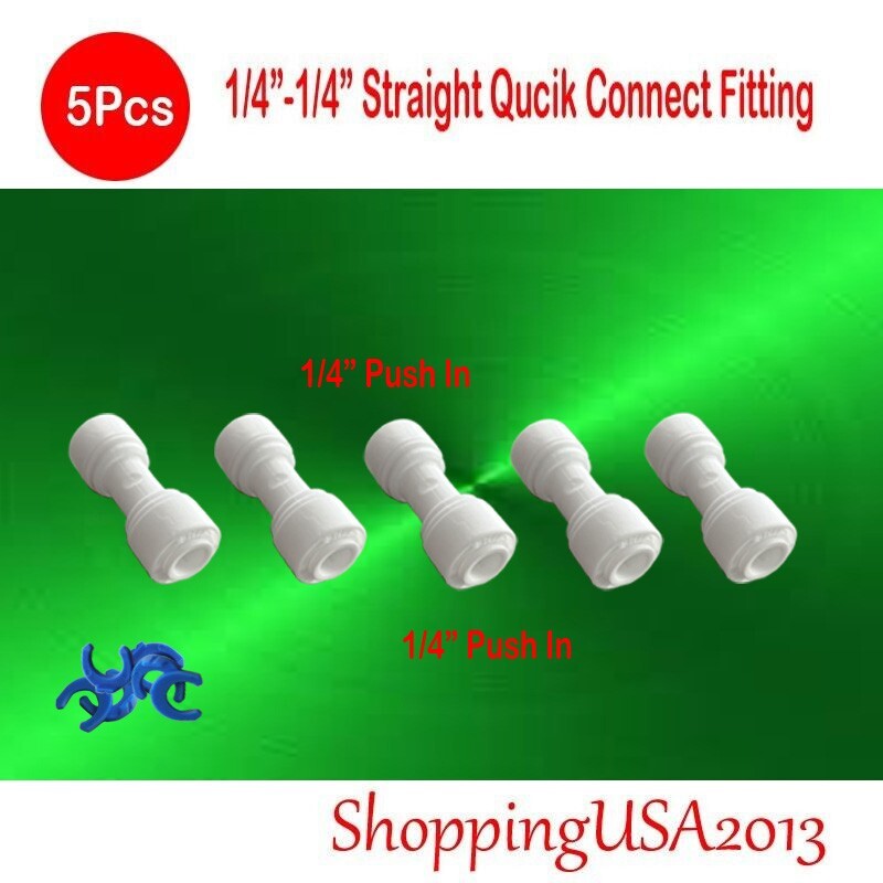 5 Pcs 1/4"-1/4" Quick Connect Push In Straight Fitting Connector Connection