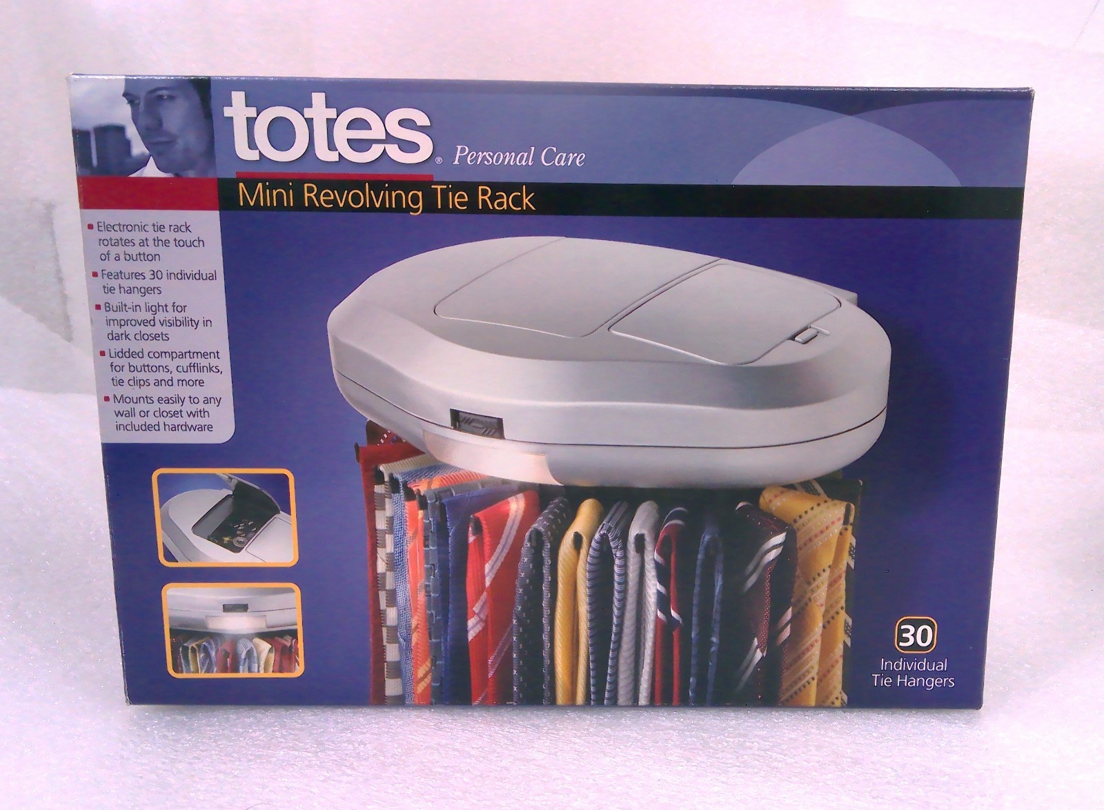 Totes Mini Revolving Tie Rack 71589 Holds 30 Ties Space Saving New in Box gallery