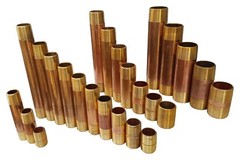 RED BRASS NIPPLE NPT THREADED PIPE, CLOSE, LEAD FREE, SIZE 3/8″, 1/2″, 3/4″, 1″