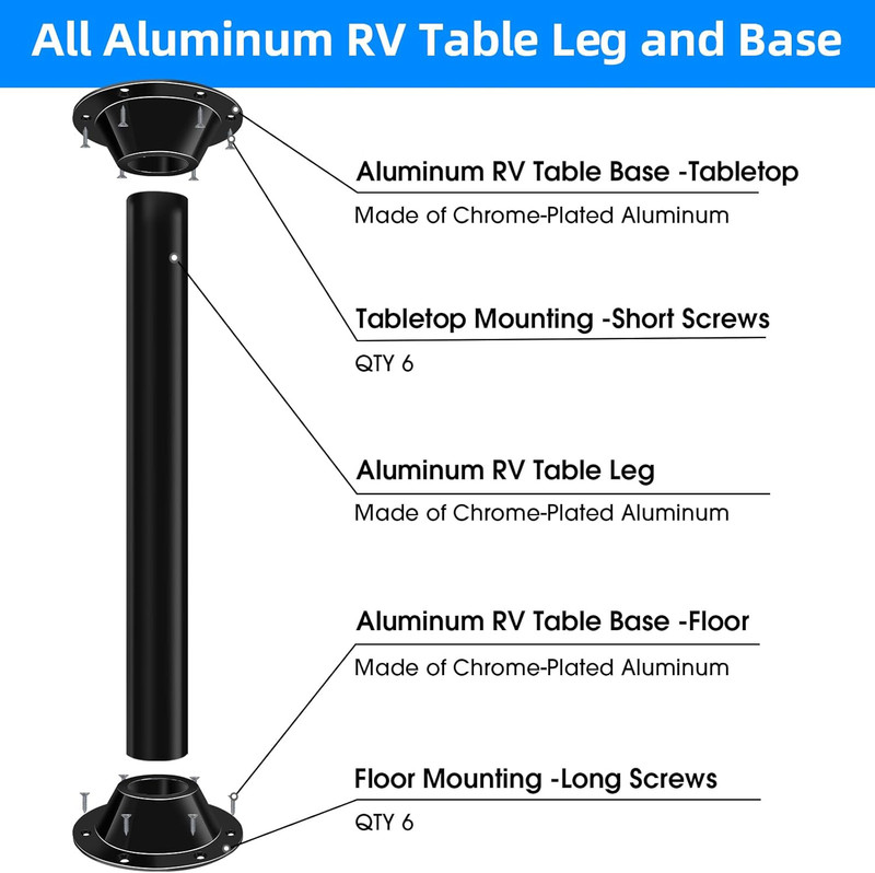 27" RV Table Base Mount and RV Table Leg,Metal RV Camper Table Legs with Surface gallery
