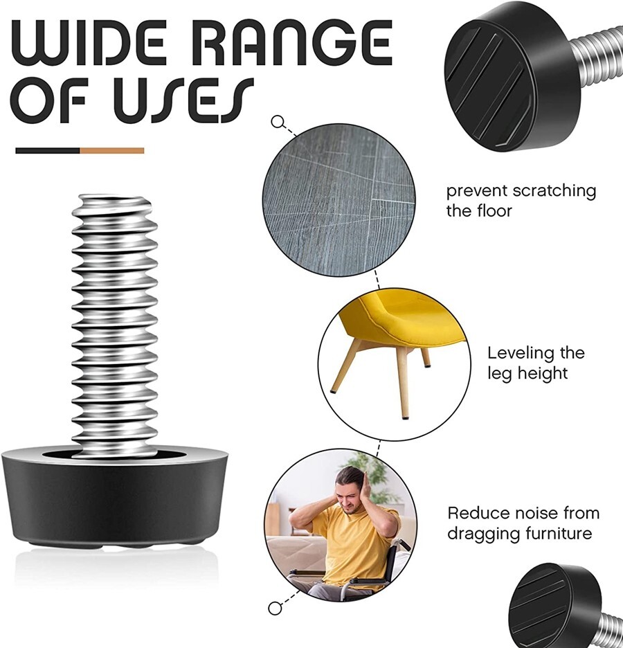 10X 1/4-20 UNC Thread Adjustable Furniture Foot Legs Levelers Glide Screw N857 gallery