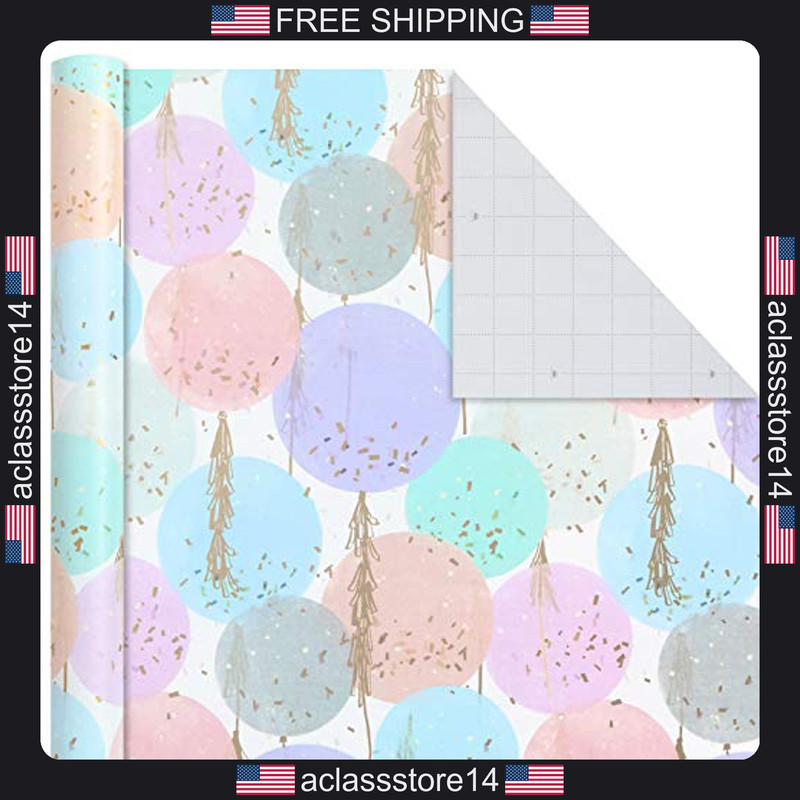Hallmark wrapping paper bundle 3-pack blush pink gray blue gold high gloss gallery
