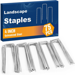 75 Pack 4″ Landscape Staples Galvanized Garden Pins Weed Barrier Stakes
