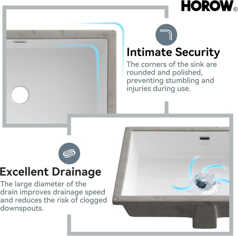Durable Rectrangle Undermount Ceramic Lavatory Vanity Bathroom Sink White gallery