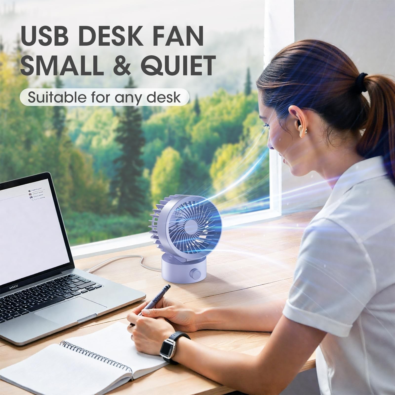 USB Desk Fan Small Quiet, Stepless Speed Mini Fans for Home Office Dorm Deskt... gallery