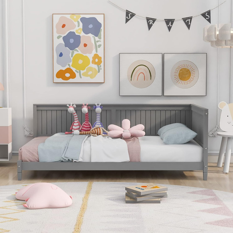 Gray Twin Size Daybed Sofa Bed - Stylish Wood Design for Any Room gallery