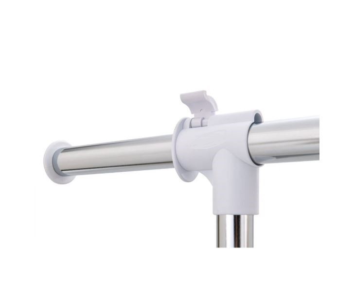 Heavy Clothes Hanger Adjustable Height Rolling Garment Rack Metal Chrome White gallery