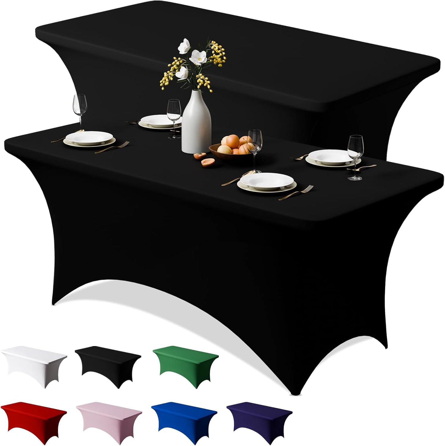 2 Pack 6FT Spandex Table Cloth 72 x 30 Inch Rectangular Stretch Tablecloth gallery
