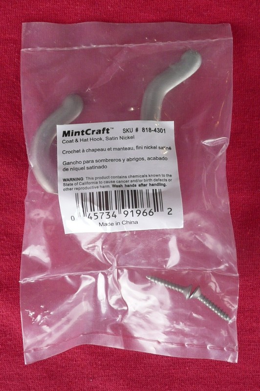 SIX (6) Mintcraft H62-B073 Coat and Hat Hooks in Satin Nickel, UPC 045734919662 gallery