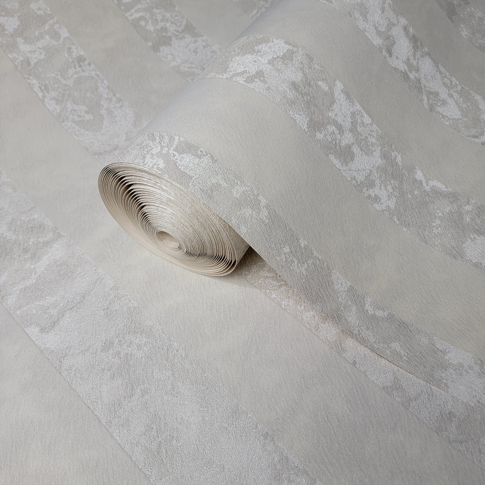 Modern stripes Flocked Wallpaper off white Textured Flocking striped Velvet roll gallery