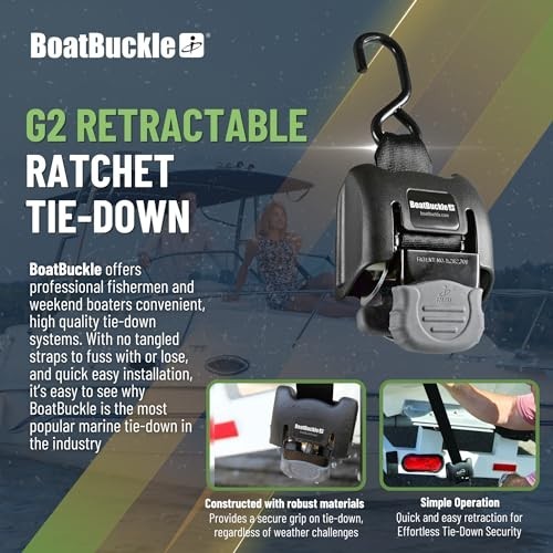 Retractable Boat Tie Down Straps 2 Pack 43 Inch 2500lb Break Strength Ratchet gallery