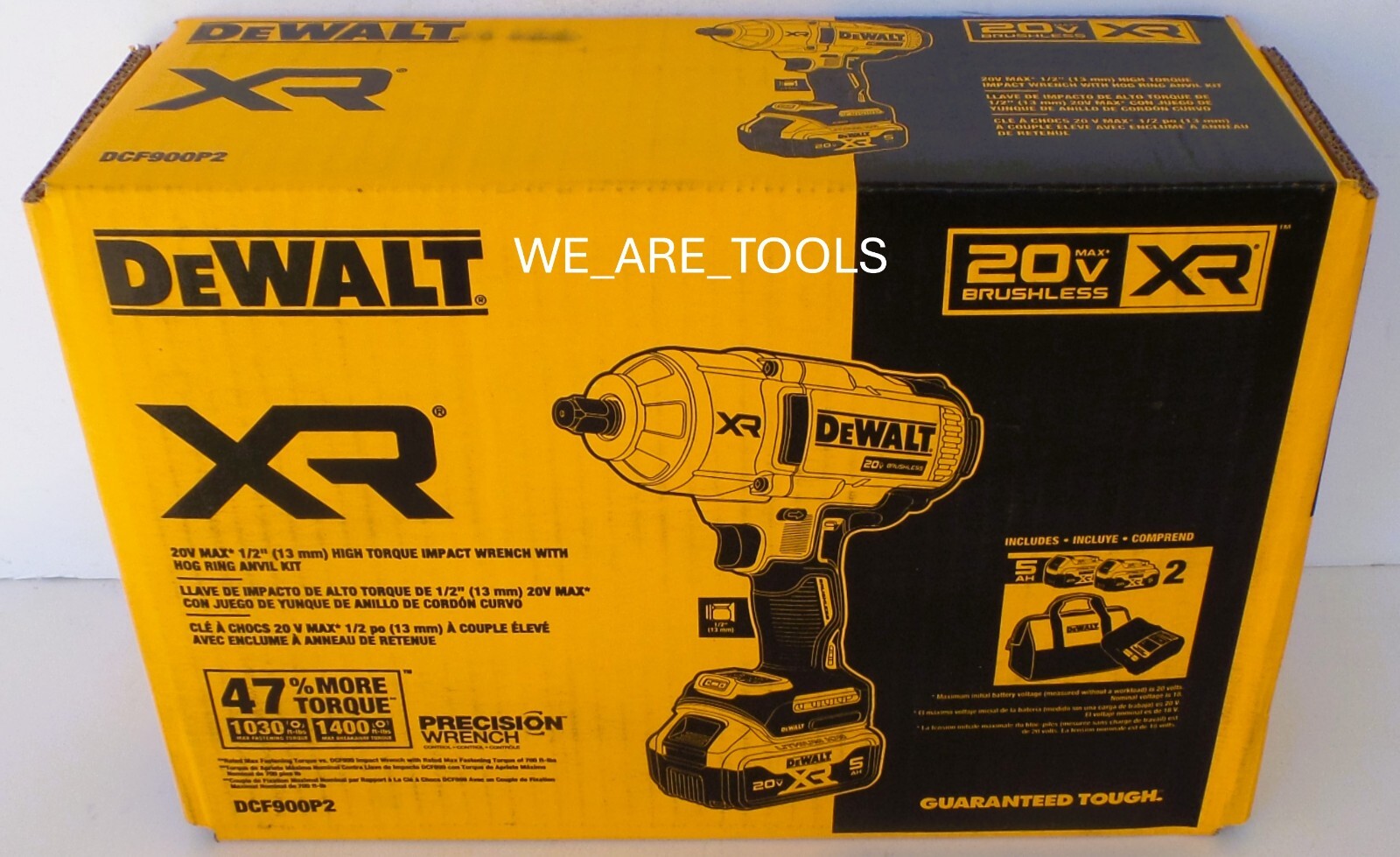 DeWALT DCF900P2 20V High Torque Impact Wrench Kit With Hog Ring (2) Batteries gallery