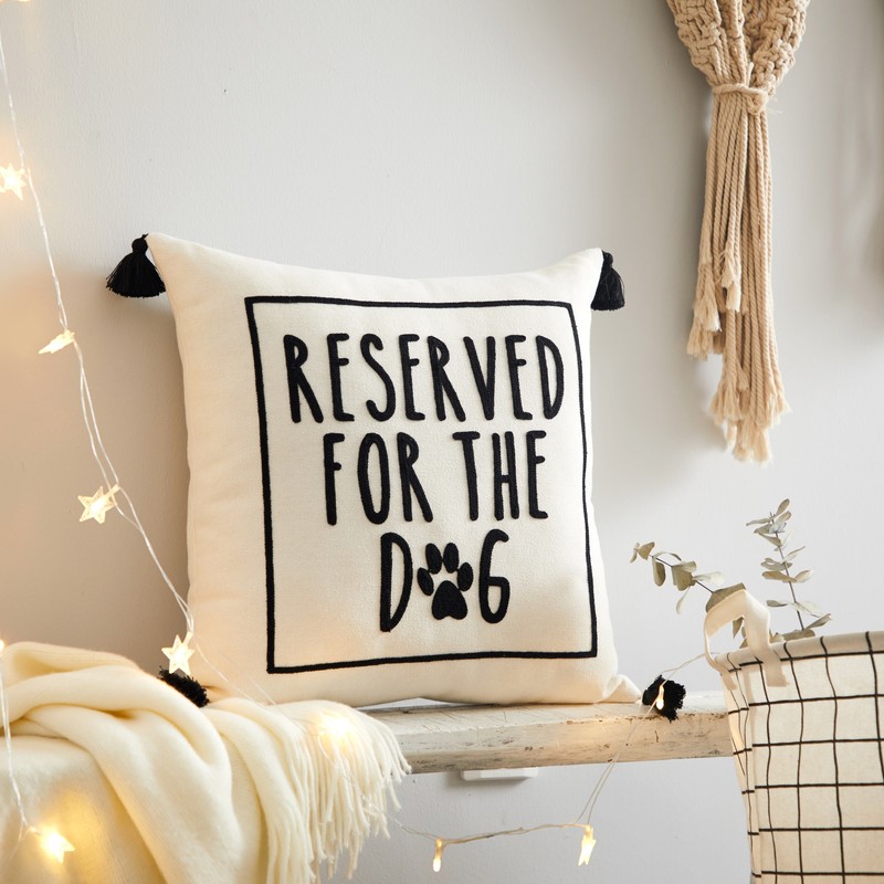 (4 pack)White Reserved For Dog Square Decorative Pillow For Adults,18 in x 18 in gallery