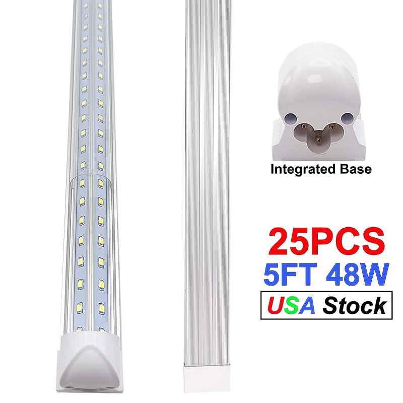 25*T8 5FT Linkable Led Shop Light Fixture 5 Foot Led Tube Light Bulbs 48W 6500K gallery