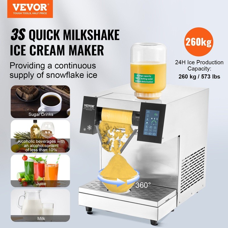 Commercial Snowflake Ice Generator 573lb/24h Stainless Steel gallery