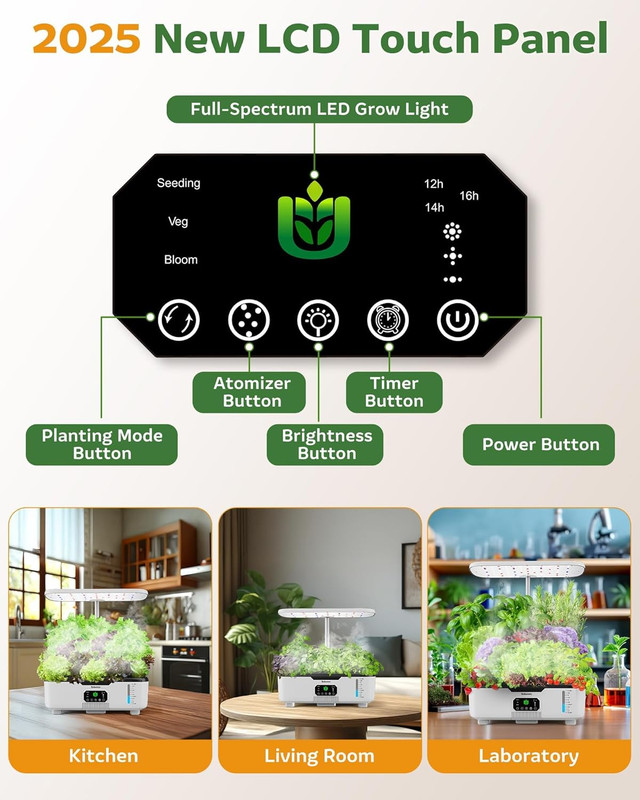 Misting Hydroponic Growing System Kit 15-Pods Indoor Smart Herb Garden Planter w gallery