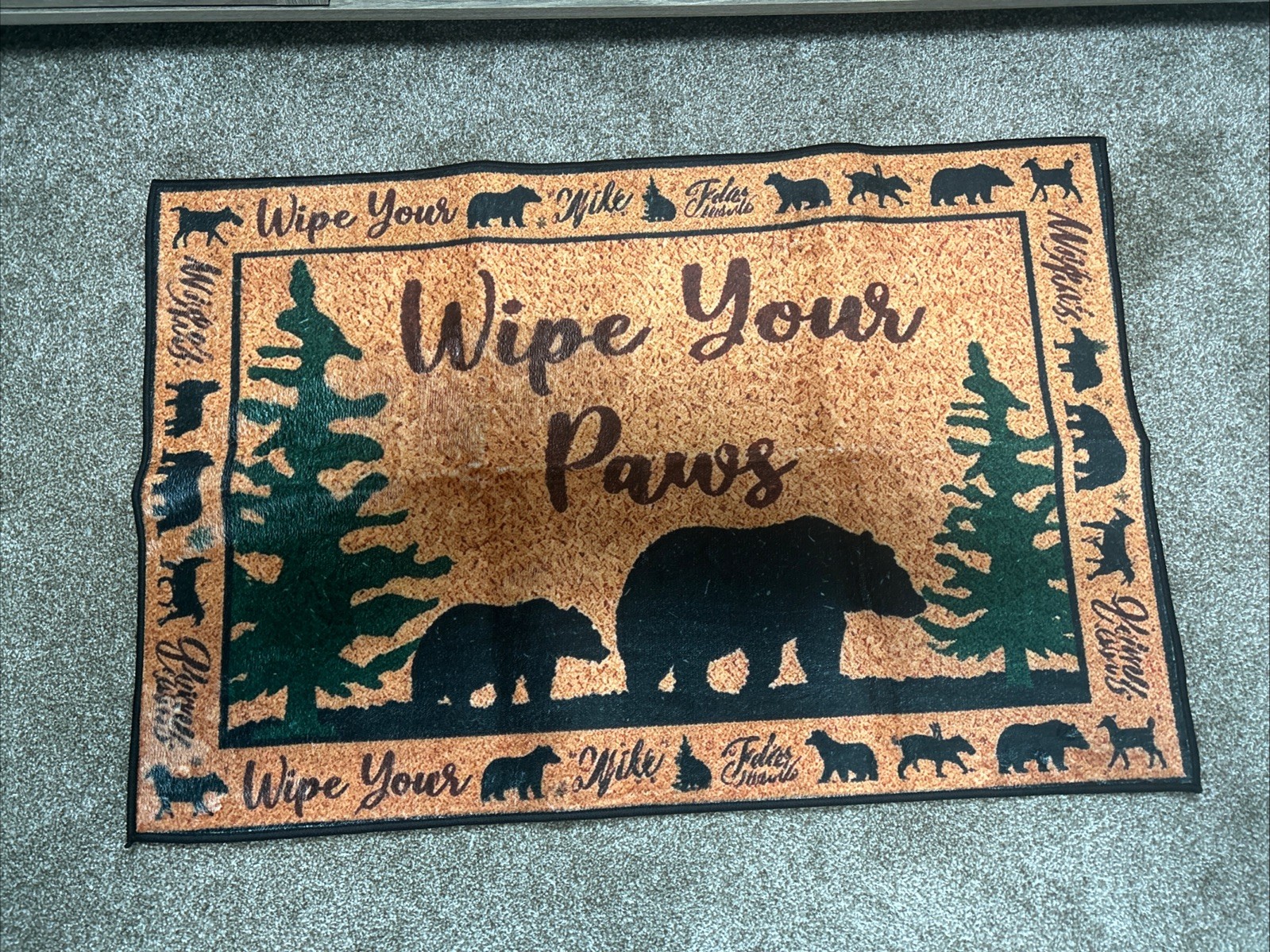 Rustic/Farmhouse Wipe Your Paws Bear& tree Doormat(35”Lx23”W gallery