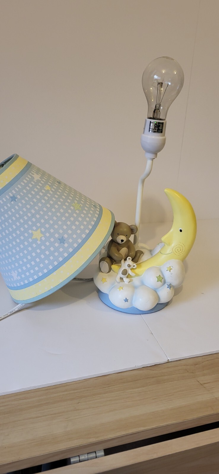 bedside lamp for children, bear and moon on clouds gallery