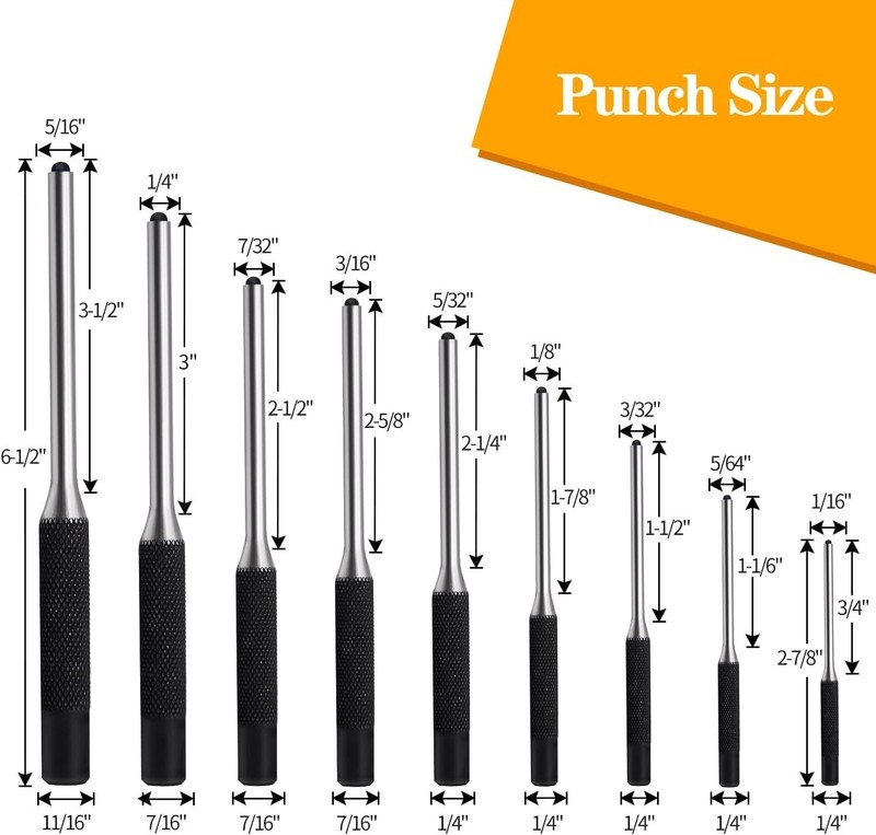 9 Pieces Roll Pin Punch Set Removing Repair Tool For Car, Watch Repair, Jewelry gallery