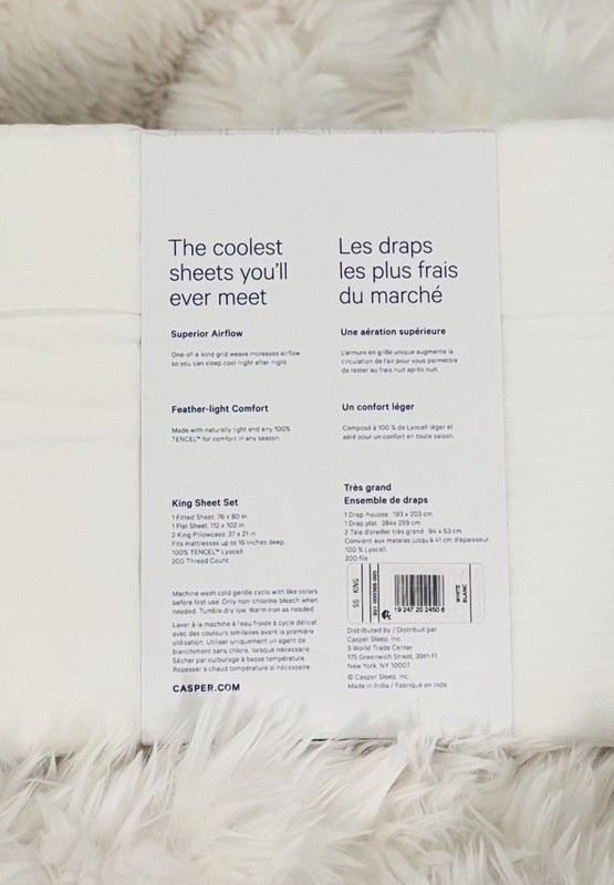 Casper Hyperlite Cooling Grid Weave 100% Lyocell WHITE 4pc KING Sheet Set NWT! gallery