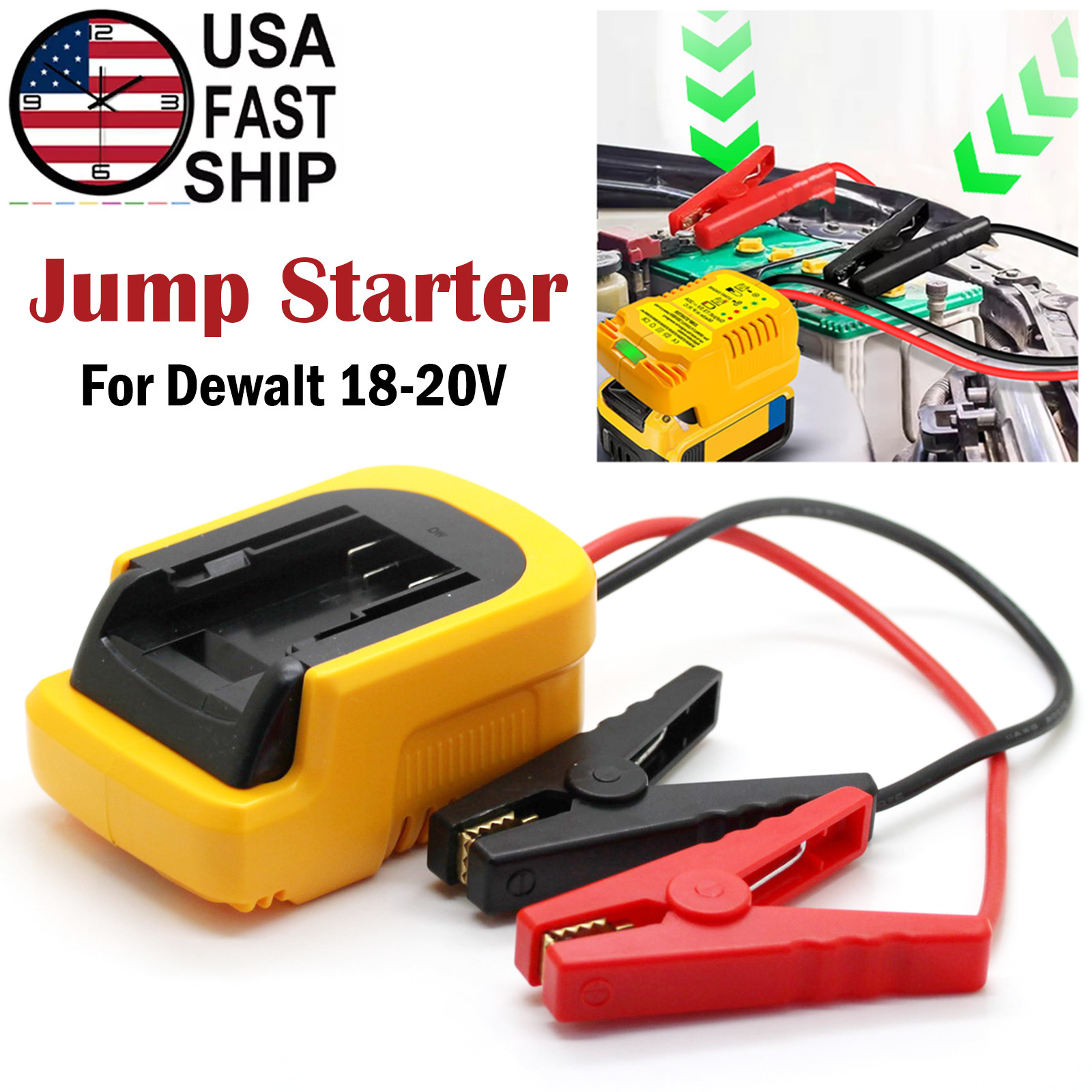 Emergency Jump Starter Jumper Adapter to Car Engine For DeWalt 18V / 20V Battery gallery