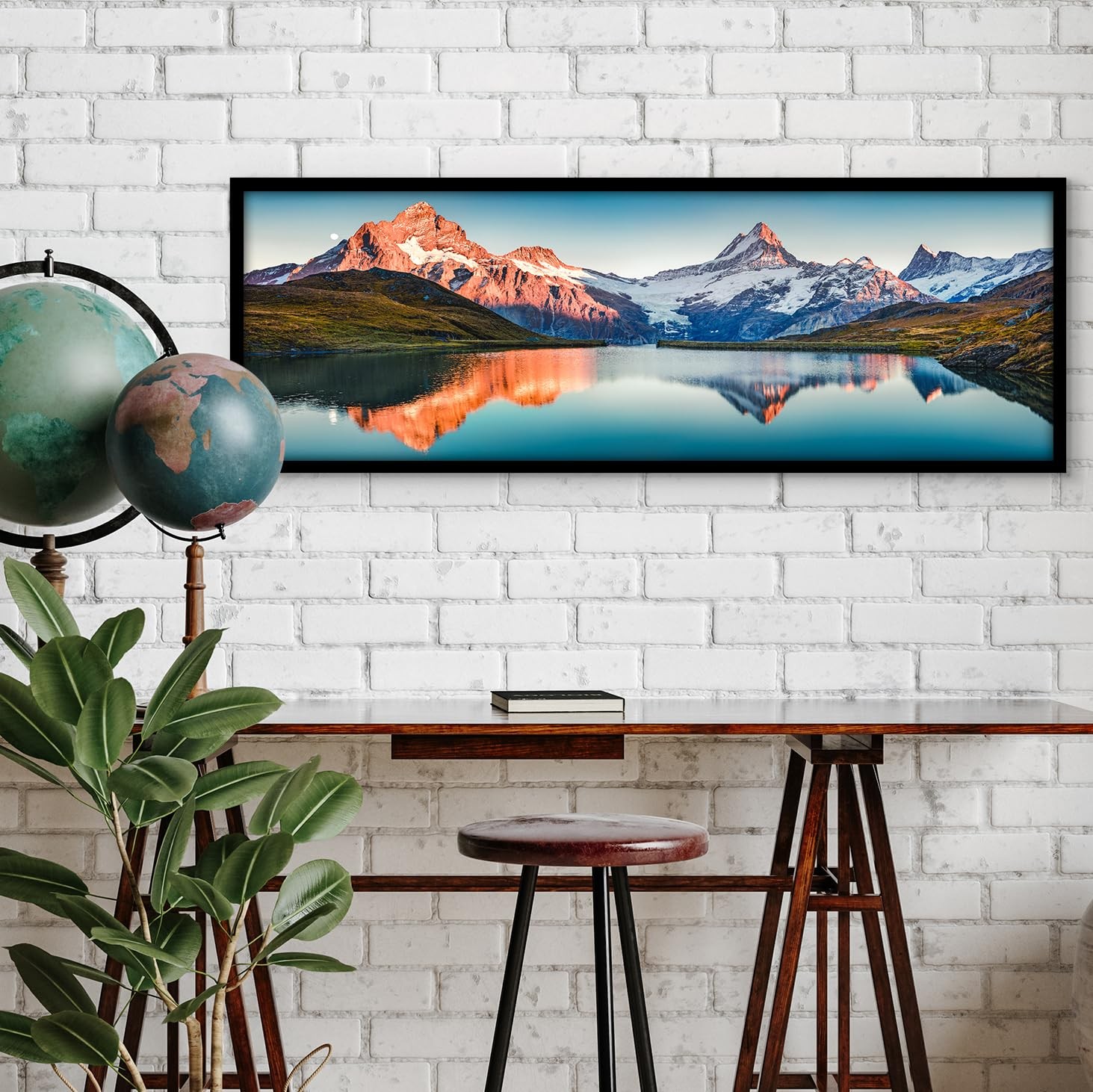 Panoramic Picture Frame 8x24, Thin Border, Wall Mounted, Black gallery
