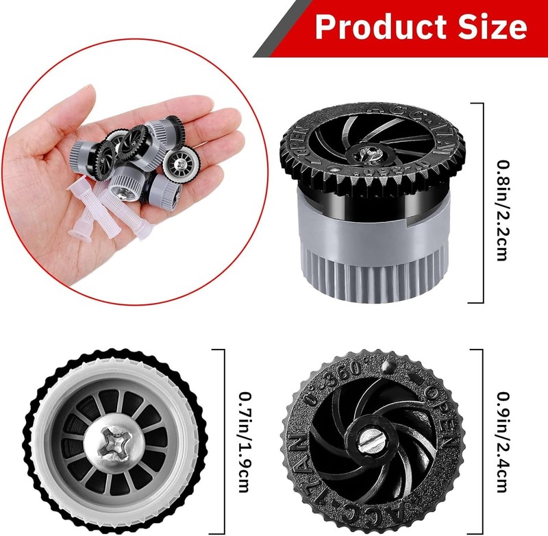 Adjustable 360° Spray Nozzle Replacement - 12 Pack for Efficient Lawn Irrigation gallery