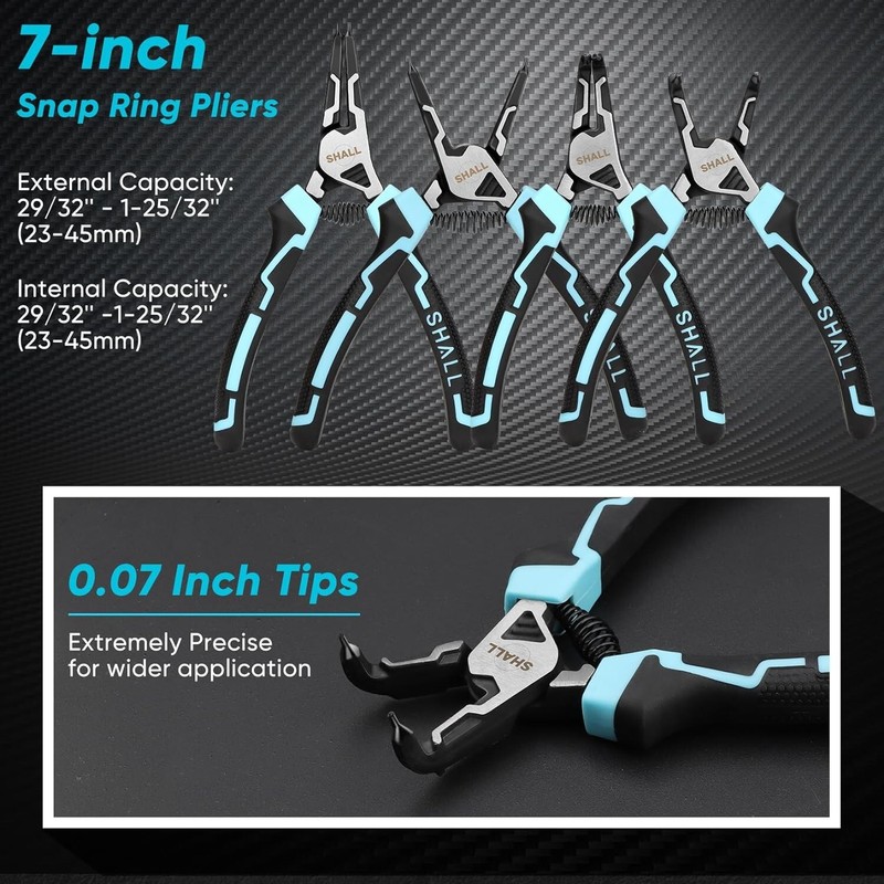 SHALL Snap Ring Pliers Set, 4PCS Heavy Duty 7 " Internal External Circlip Pliers gallery
