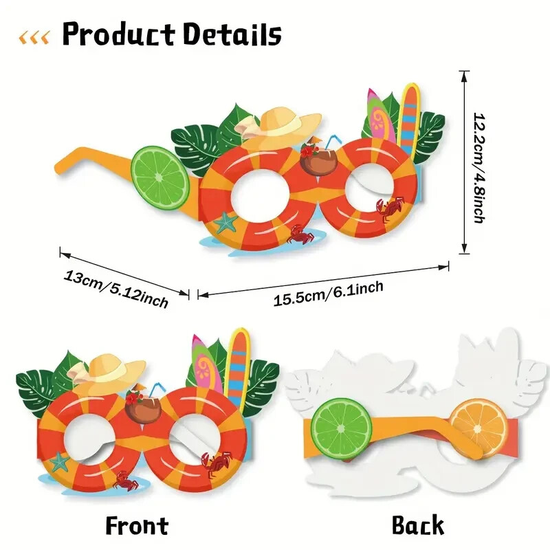 8pcs, Luau Party Eyeglasses Bulk Beach Party Paper Glasses Favors Hawaiian Party gallery
