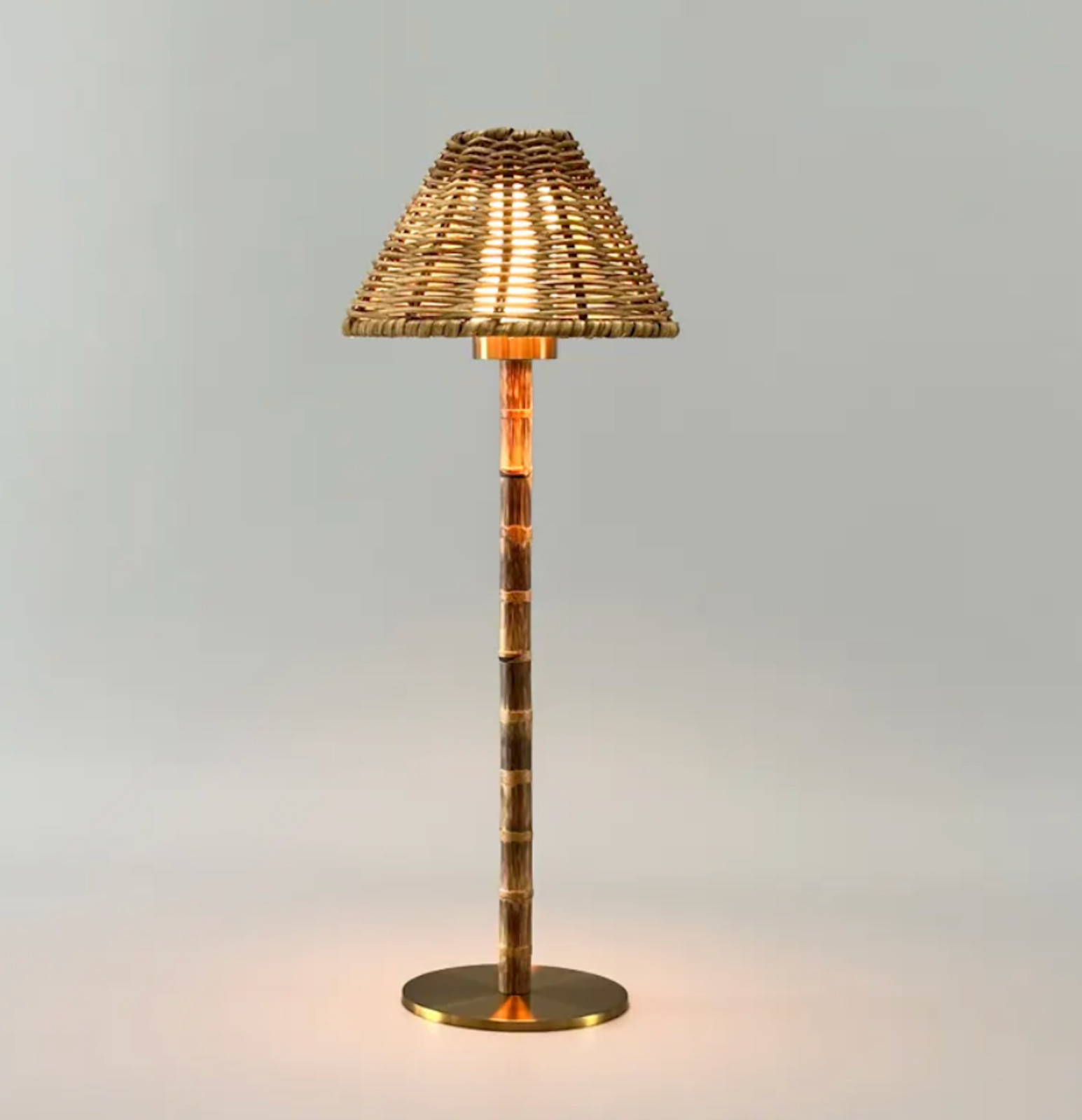 Athena R Organic Cordless Rechargeable Genuine Bamboo and Rattan Shade LED Table gallery
