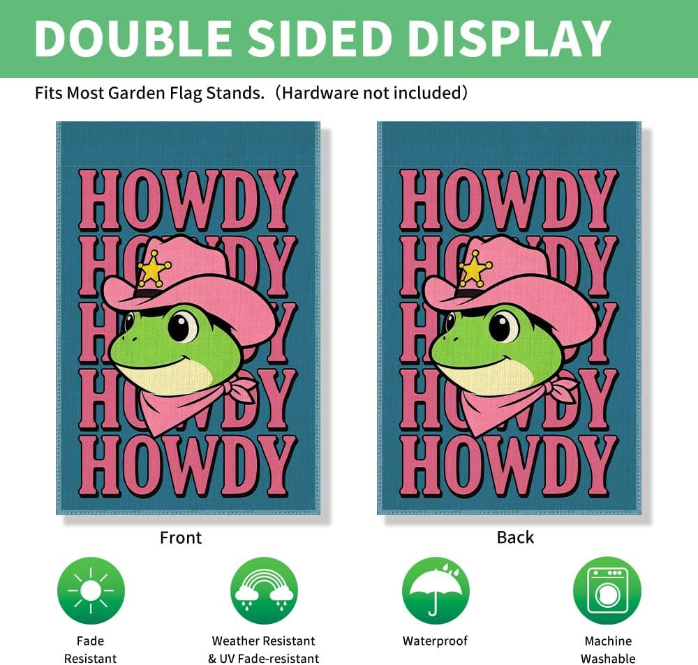 Howdy Funny Garden Flag, Inclusion Equality Human Rights Yard Banner, Cute Frog gallery