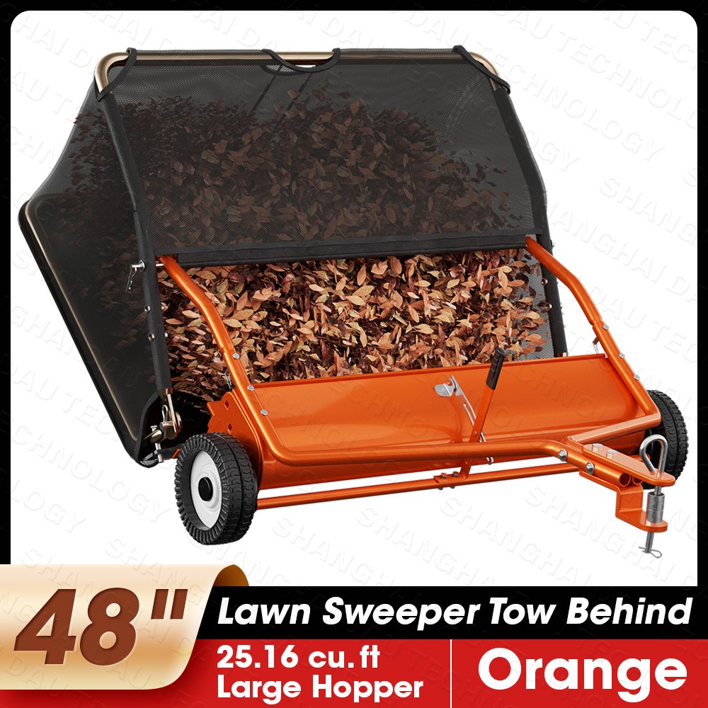 48" Lawn Sweeper Tow Behind, Leaf Collector ,Lage Pull Behind Lawn Grass Sweeper gallery