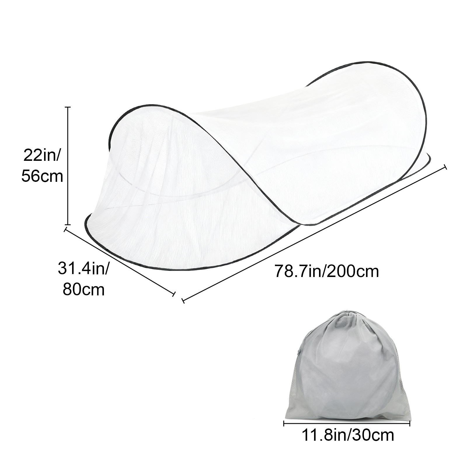 Pop Up Mosquito Net Tent Foldable Lightweight Bed Mesh w/ Storage Bag 78x31x22in gallery