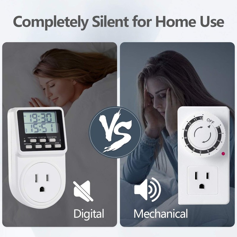 24-Hour Programmable Timer Plug for Electrical Outlet, 120V, 15A gallery