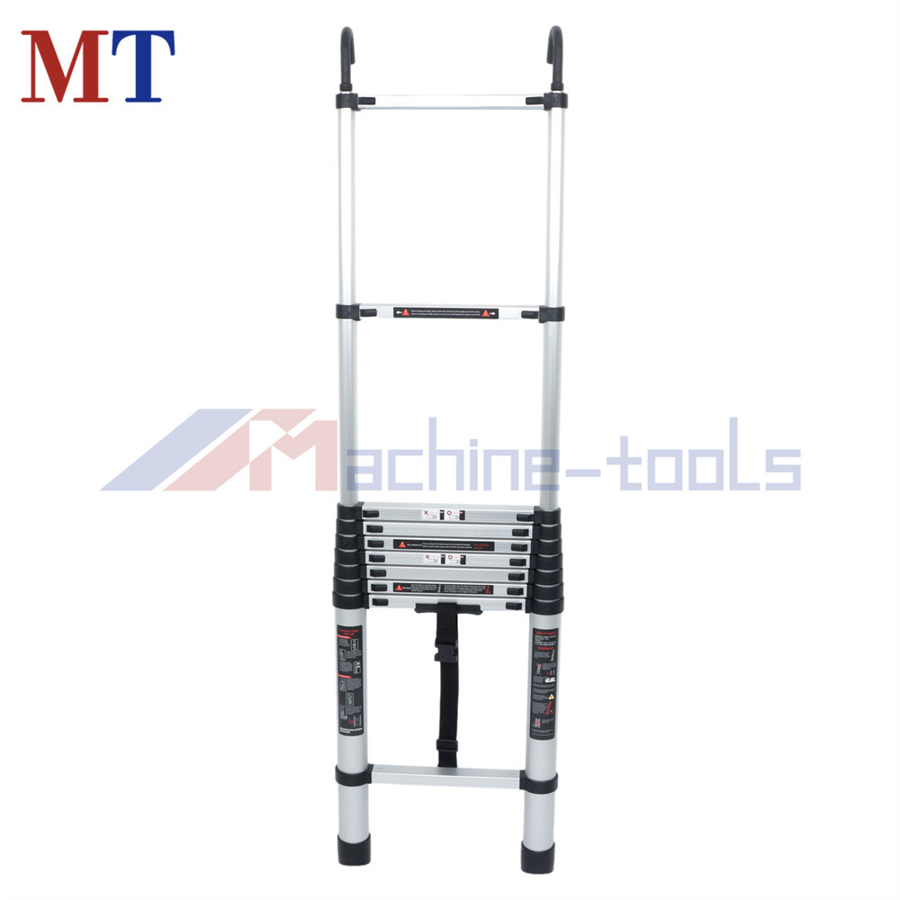 12.5 FT Collapsible Telescopic Extension Ladders Aluminum With Hooks 330lbs gallery
