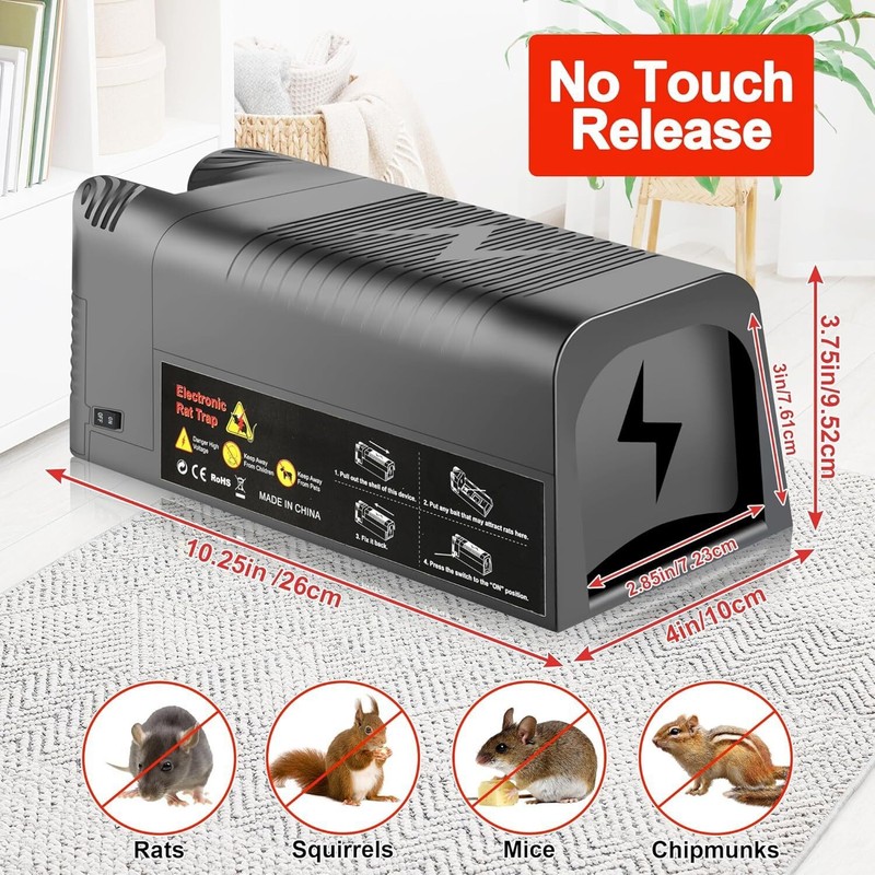 Upgraded Electronic Mouse Trap Control Kill Big Rat Pest Electric Rodent Zapper gallery