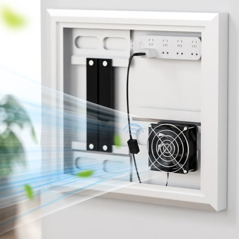 USB Powered 80mm Quiet Cabinets Cooling Fan Adjustable Thermostat Control gallery