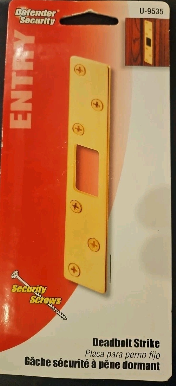 Defender Security Brass Plated Steel Deadbolt Strike U9535 gallery