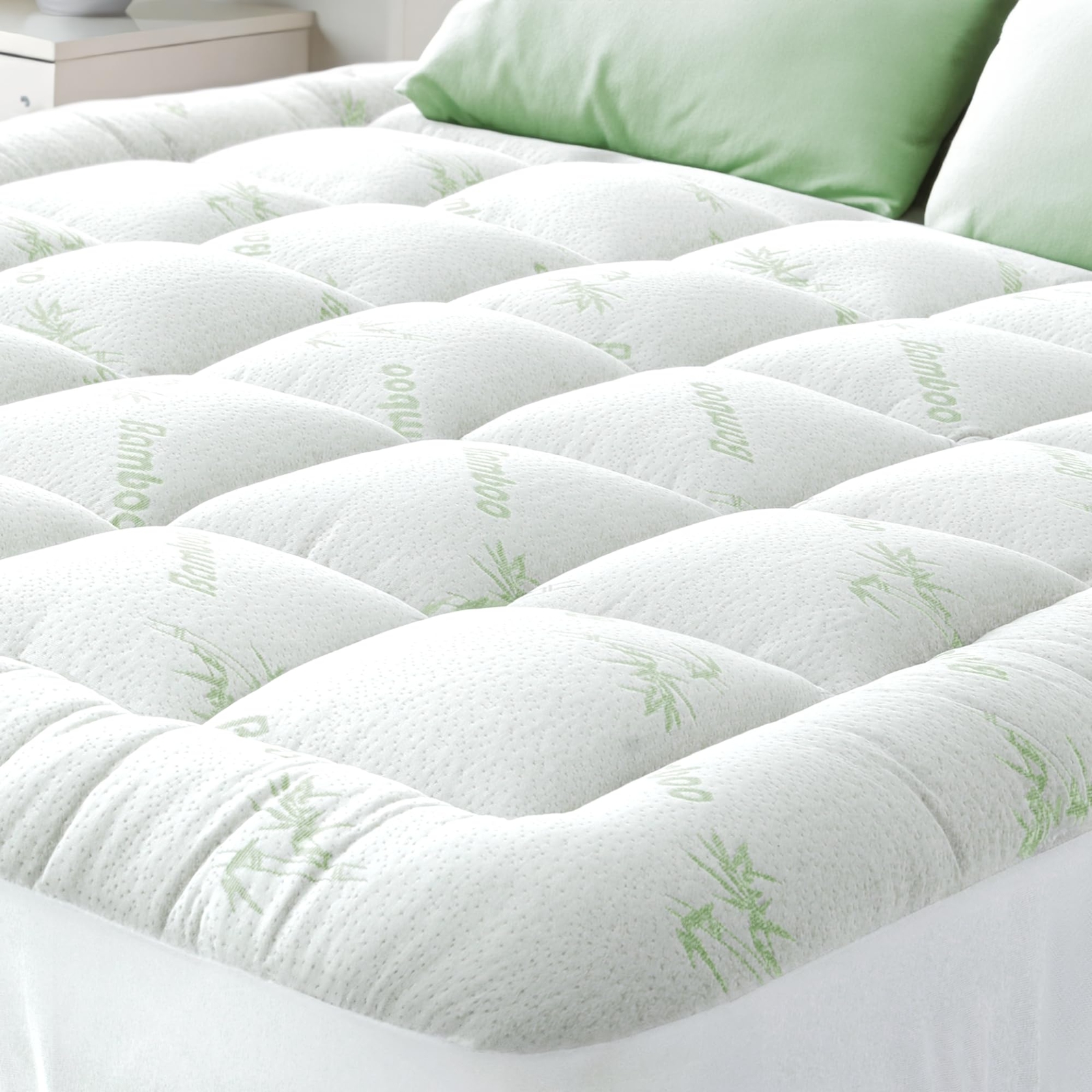 Queen Size Bamboo Mattress Topper - Cooling Pillow Top for Back Pain Relief gallery