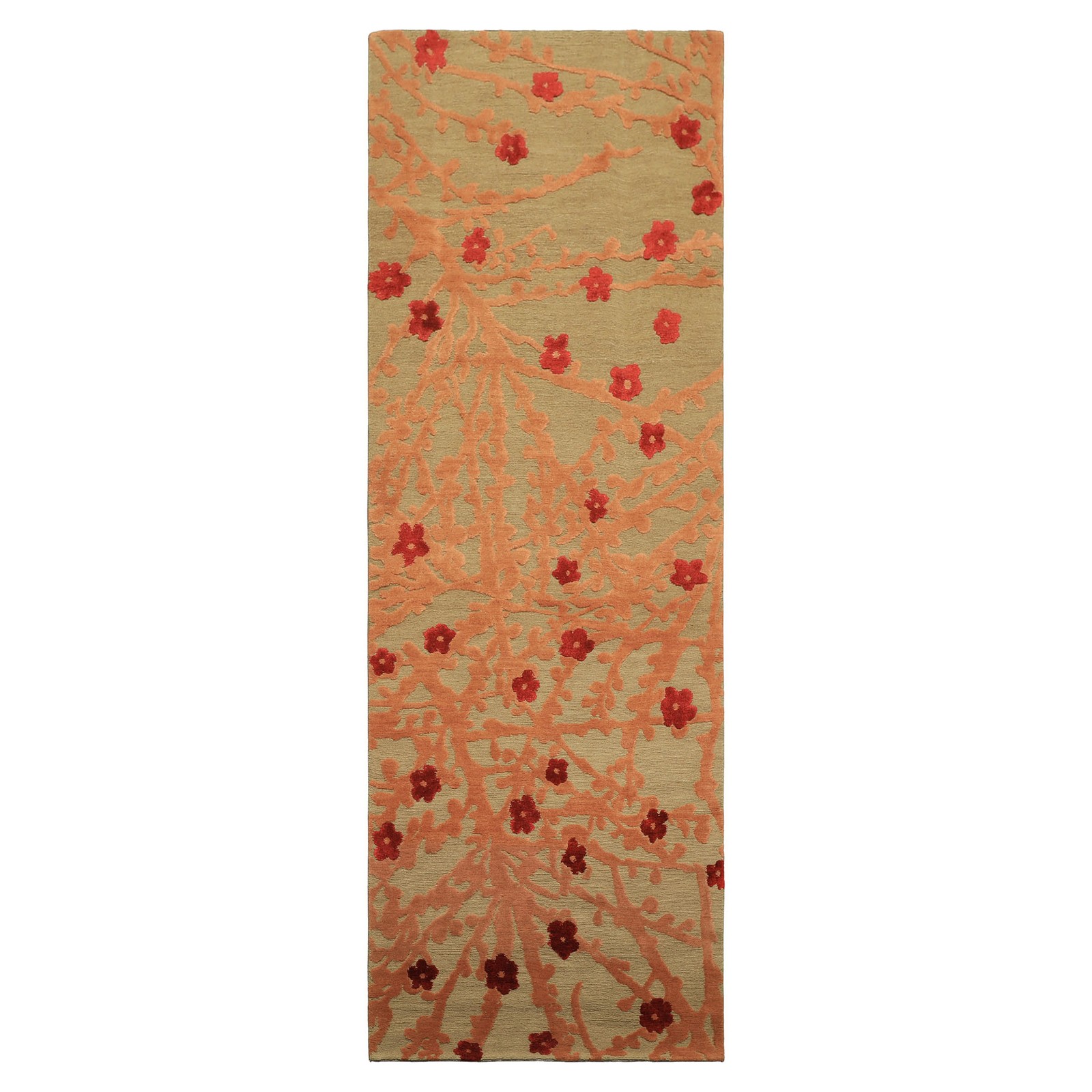 3'x8'9" Tibetano Runner Hand Knotted Wool & Silk Tibetan Boho High Low Pile Rug gallery