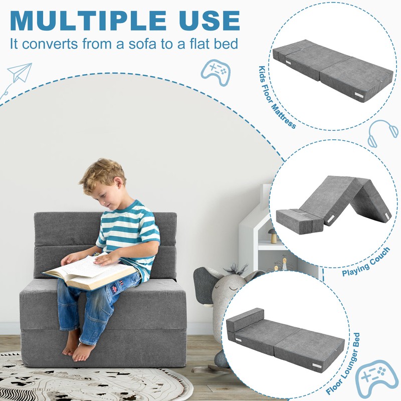 NAIZEA Folding Sofa Bed Convertible Sleeper Chair Toddler Washable Floor Mat gallery
