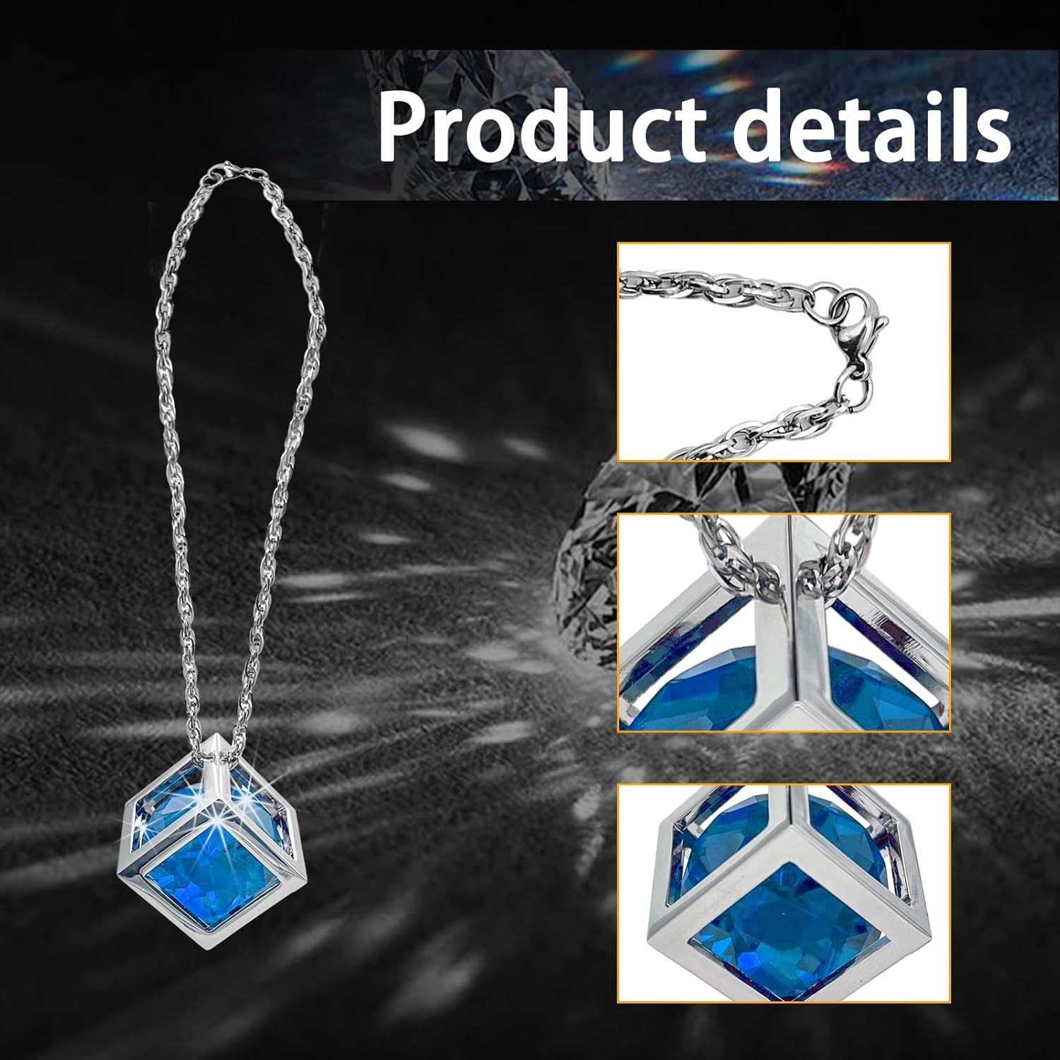 Bling Diamond Cube Car Rear View Mirror Charms, Crystal Sun Catche Color: Blue gallery
