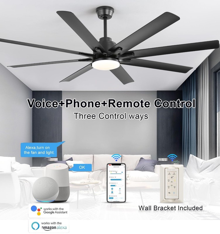 Sofucor 66" Smart Ceiling Fans with Lights,Indoor/Outdoor Ceiling Fan with Light gallery