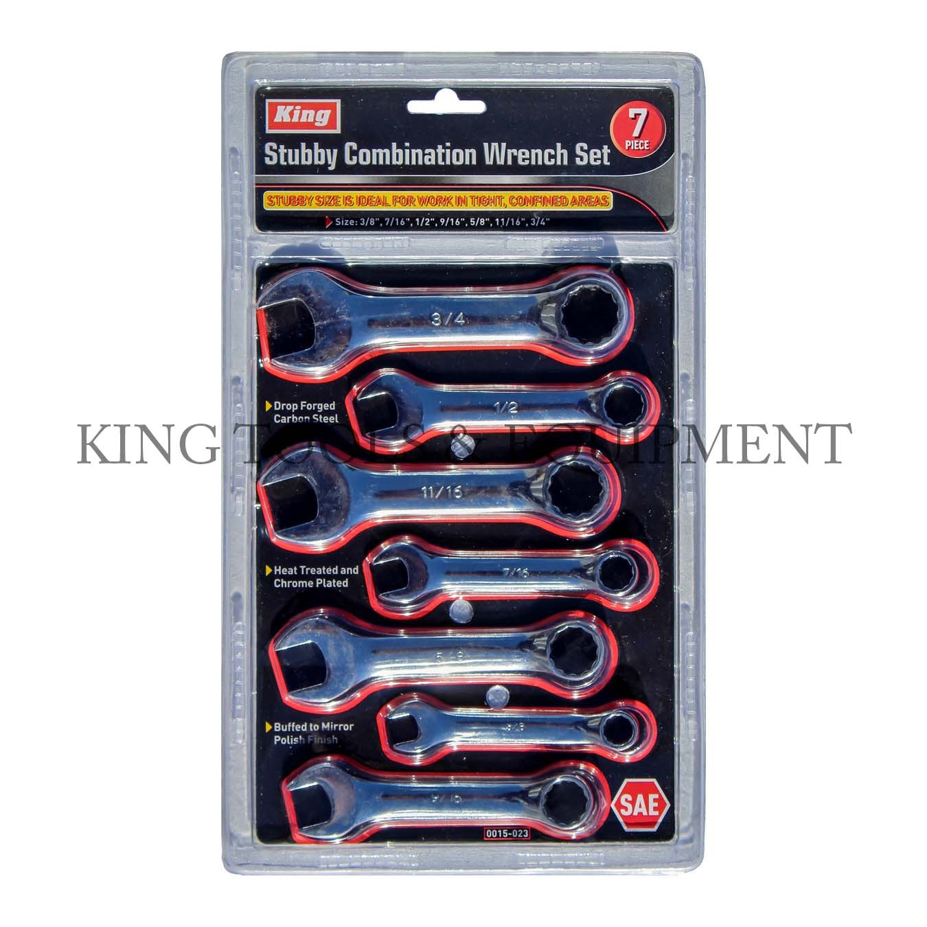 KING 7PC STUBBY COMBINATION WRENCH OPEN RING SPANNER SET SAE HAND TOOL BRAND NEW gallery